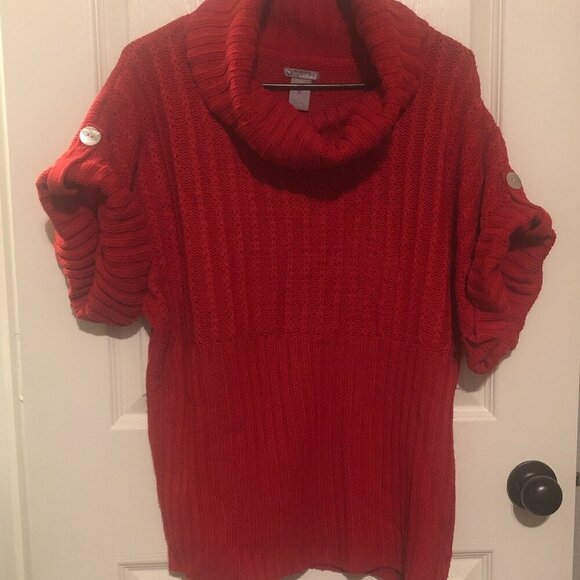 new directions Sweaters - New Directions Weekend red short sleeve cowl neck‎ collar sweater XL